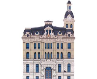 Handcrafted 3/4" thick wooden replica of the Wayne County Courthouse in Wooster, Ohio