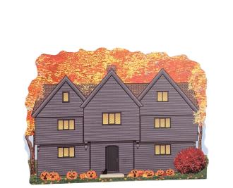 The Witch House in Salem, Massachusetts all decked out in autumn fall colors. Handcrafted by The Cat's Meow Village in Wooster, Ohio.