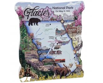Glacier National Park Map, Montana.  Handcrafted in the USA 3/4" thick wood by Cat’s Meow Village.