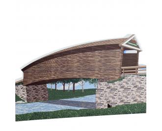 Humpback Covered Bridge, Virginia. Handcrafted in the USA 3/4" thick wood by Cat’s Meow Village.