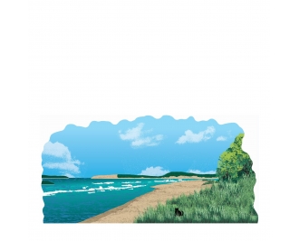 Wooden collectible of Sleeping Bear Dunes National Shoreline, Empire, Michigan handcrafted by The Cat's Meow Village in the USA.
