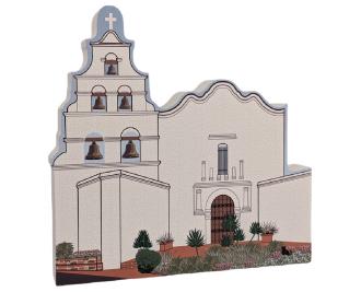 Mission San Diego De Alcala, California. Handcrafted in the USA 3/4" thick wood by Cat’s Meow Village.