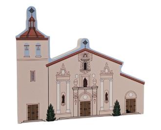 Santa Clara De Asis Mission, Santa Clara, California. Handcrafted in the USA 3/4" thick wood by Cat’s Meow Village.