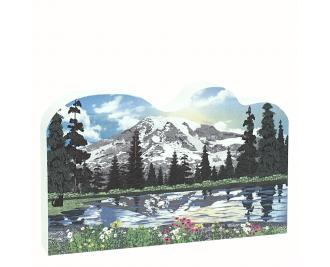 Wooden replica of Mt. Rainier in Washington state, handcrafted in the US by The Cat's Meow Village