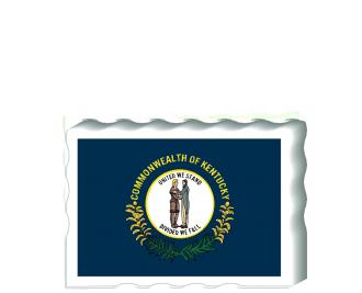 Slightly larger than a deck of cards, this wooden postcard version of the Kentucky flag can fit into any nook around your home or workplace showing off your state pride! Handcrafted in the USA by The Cat's Meow Village.