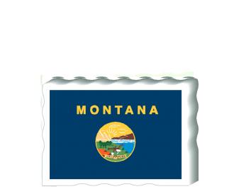 Slightly larger than a deck of cards, this wooden postcard version of the Montana flag can fit into any nook around your home or workplace showing off your state pride! Handcrafted in the USA by The Cat's Meow Village.