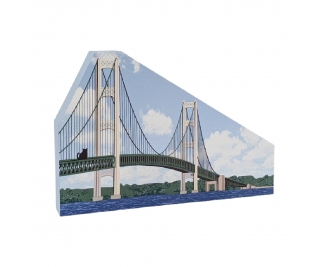 Mackinac Bridge, St Ignace, Michigan. Handcrafted in the USA 3/4" thick wood by Cat’s Meow Village.