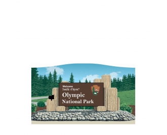 wooden souvenir of the Olympic National Park Sign, Washington handcrafted by The Cat's Meow Village in the USA.