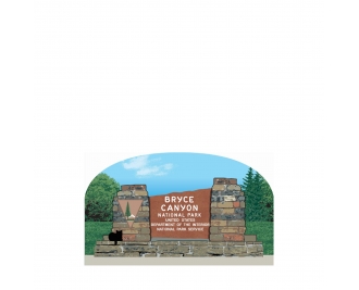 wooden collectible of Bryce Canyon National Park Sign, Utah handcrafted by The Cat's Meow Village in the USA.