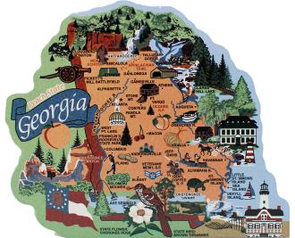 Display your state pride with a state map of Georgia handcrafted in wood by The Cat's Meow Village