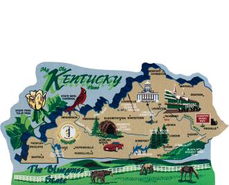 Add this wooden state map of Kentucky to your home decor, handcrafted in the USA by The Cat's Meow Village