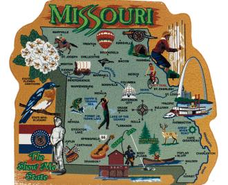Show your state pride with a state map of Missouri handcrafted in wood by The Cat's Meow Village