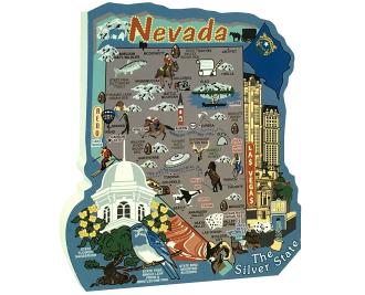 Show your state pride with a state map of Nevada handcrafted in wood by The Cat's Meow Village