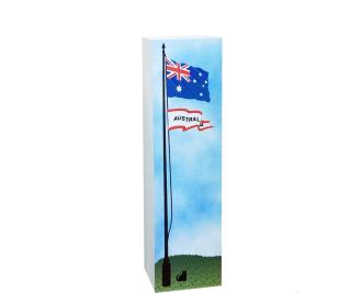 Australia flag handcrafted of 3/4" thick wood that you can tuck into a bookshelf to remind you of that unforgettable trip. Made in the USA by The Cat's Meow Village.