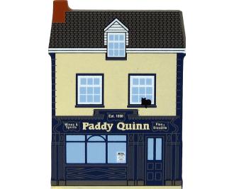 Paddy Quinn's Bar handcrafted in wooden by The Cat's Meow Village to decorate a ledge in your home.