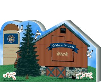  Cat's Meow Village handcrafted wooden barn keepsake representing the state of Utah