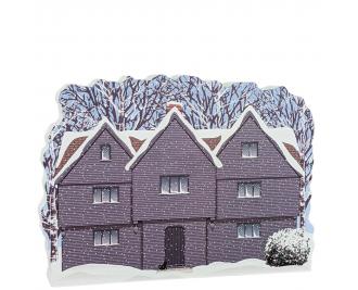 The Witch House in Winter, Salem, Massachusetts. Handcrafted in the USA 3/4" thick wood by Cat’s Meow Village.