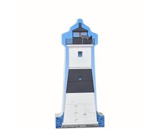 Replica of North Pier Lighthouse, Erie, Pennsylvania handcrafted in 3/4" thick wood by The Cat's Meow Village in the USA.