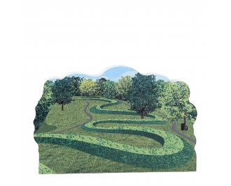 Wooden replica of the Serpent Mound State Memorial, Pebbles, Ohio. handcrafted in 3/4" wood by The Cat's Meow Village in the USA.