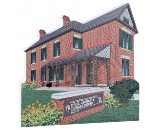 Wooden replica of the Paul Laurence Dunbar House, Dayton, Ohio, handcrafted by The Cat's Meow Village in the USA.