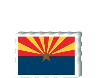 Slightly larger than a deck of cards, this wooden postcard version of the Arizona flag can fit into any nook around your home or workplace showing off your state pride! Handcrafted in the USA by The Cat's Meow Village.