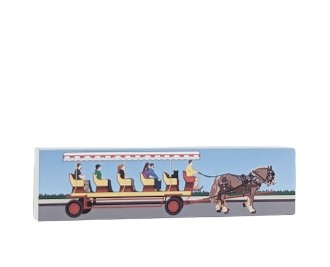 Wooden souvenir of your horse and buggy ride on Mackinac Island, Michigan. Handcrafted in 3/4" thick wood by the Cat's Meow Village in Ohio.