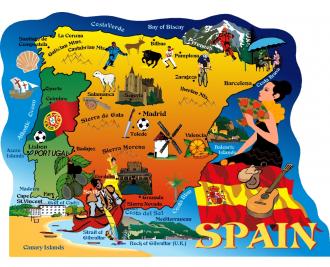 Map of Spain, Portugal, Madrid, Lisbon, Barcelona, Canary Islands, Toledo, Faro, Cape St. Vincent