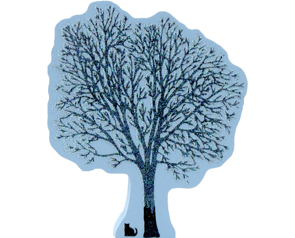 Winter Tree, bare branches, ice, glitter