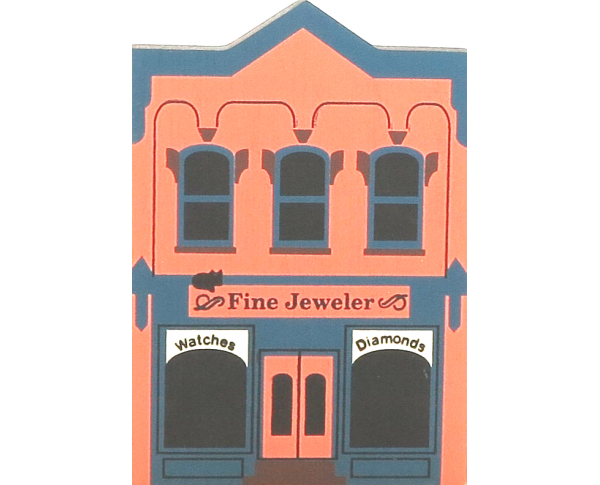 Vintage Fine Jeweler from Series III handcrafted from 3/4" thick wood by The Cat's Meow Village in the USA