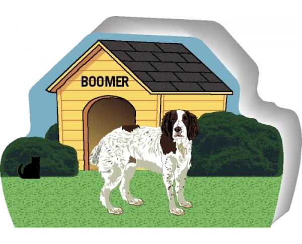 English Springer Field Spaniel can be personalized with your dog's name on the dog house