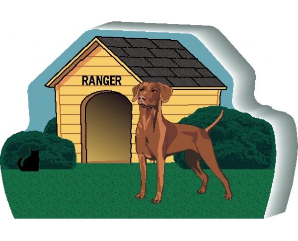 Personalize this Vizsla dog house with your dog's name. We handcraft it in the USA from 3/4" thick wood. The Cat's Meow Village.