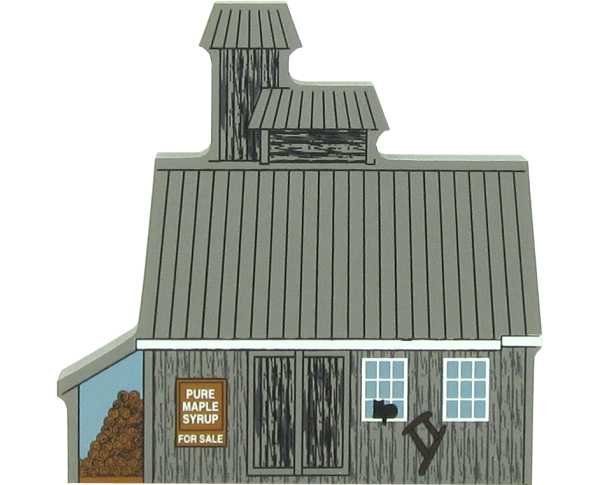 Maple Sugar House handcrafted in 3/4" thick wood by The Cat's Meow Village in the USA.