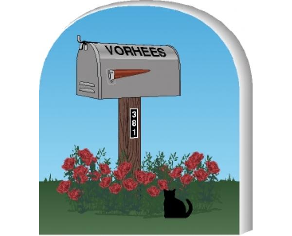  Cat’s Meow Village handcrafted wooden mailbox you can personalize with your name and street address.