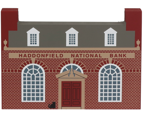 Vintage Haddonfield National Bank from Series XI handcrafted from 3/4" thick wood by The Cat's Meow Village in the USA