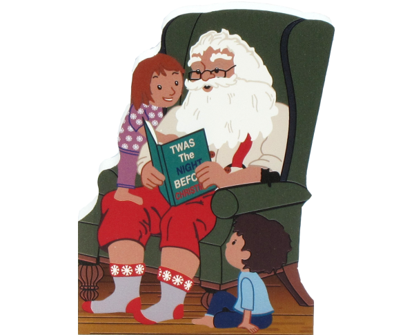 Santa reading Twas The Night Before Christmas