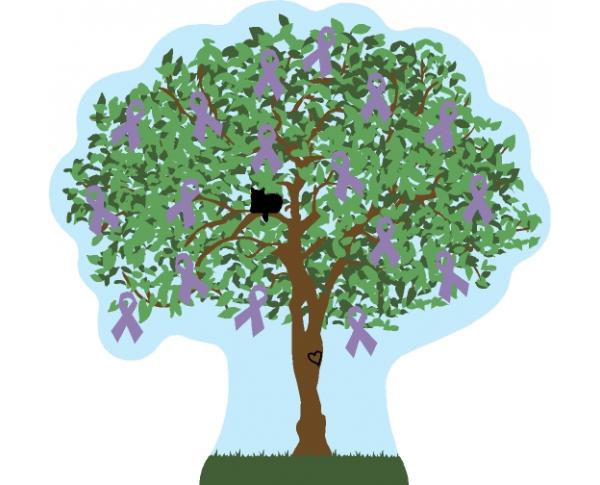 Cat's Meow Lavender Awareness Ribbon Tree for All Cancers