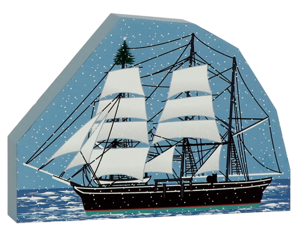 Mystic Seaport Charles W. Morgan Whaleship recreated in 3/4" thick wood, handcrafted for your holiday decor.