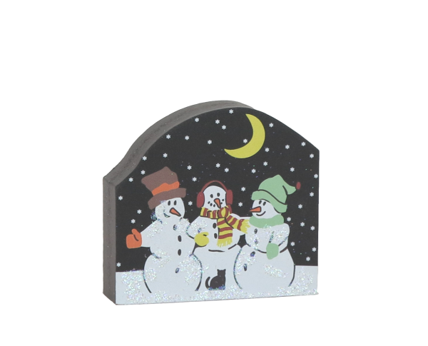 Small Trio Of Snowmen handcrafted in 3/4" thick wood to accessorize your North Pole Village. By The Cat's Meow Village