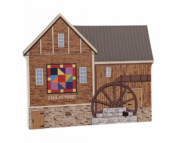 Friendship Star Quilt Mill for your home decor, handcrafted by The Cat's Meow Village in the USA from 3/4" thick wood. Purrfect size to add to a bookcase or mantel.