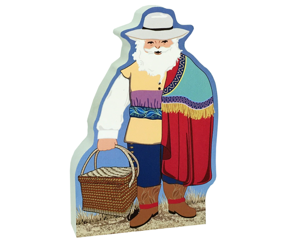 This Colonial Mexico Santa will cheer up your holiday decor. We handcraft him from 3/4" thick wood with a poem on the back. Made in the USA by The Cat's Meow Village.