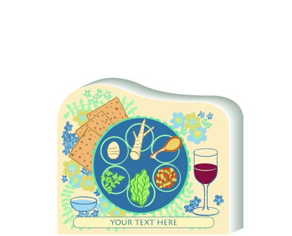 Passover Seder Plate replica you can personalize to share with family. Handcrafted in 3/4" thick wood by The Cat's Meow Village in Wooster, Ohio. 