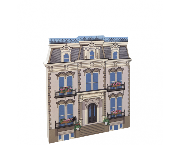  Beautifully detailed front of the Hamilton-Turner House, Savannah, Georgia.  Handcrafted in 3/4" thick wood by The Cat's Meow Village in the USA.