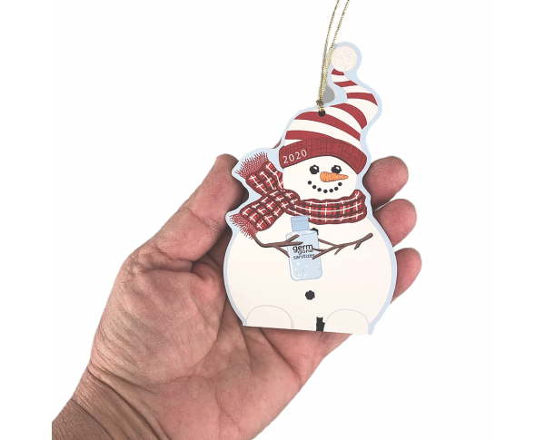 Snowman of the Year 2020 Ornament. Handcrafted in the USA 3/4" thick wood by Cat’s Meow Village.