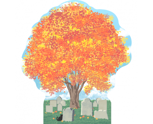 Cemetery, Autumn in Salem, Massachusetts.  Handcrafted by Cat's Meow Village in the USA.
