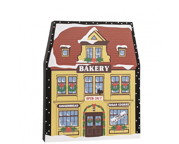 North Pole Bakery handcrafted in 3/4" thick wood by The Cat's Meow Village in Ohio...not the North Pole.