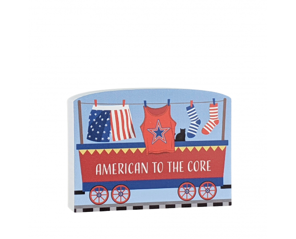 American to the Core car for the Pride of America train Collection handcrafted in 3/4" thick wood by The Cat's Meow Village in the USA.