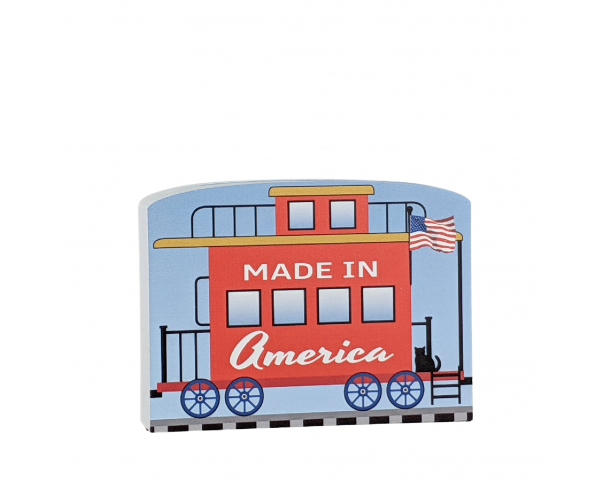 Caboose for the Pride of America train Collection handcrafted in 3/4" thick wood by The Cat's Meow Village in the USA.
