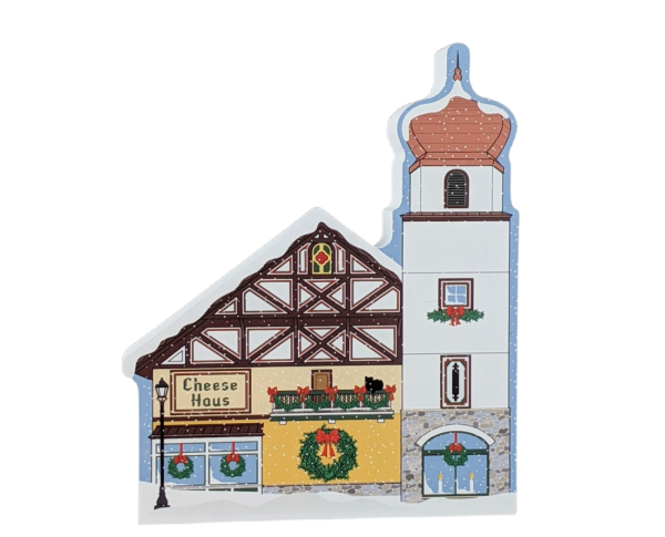Cheese Haus, Frankenmuth Christmas, Michigan handcrafted in 3/4" thick wood by The Cat's Meow Village in the USA.