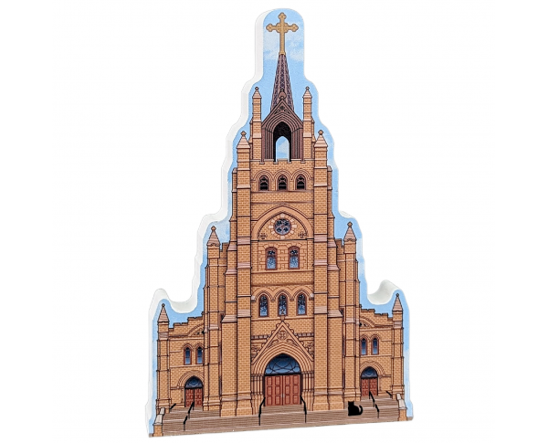 Cathedral of St. John the Baptist at 120 Broad Street, Charleston, SC handcrafted in 3/4" thick wood by The Cat's Meow Village in the USA.