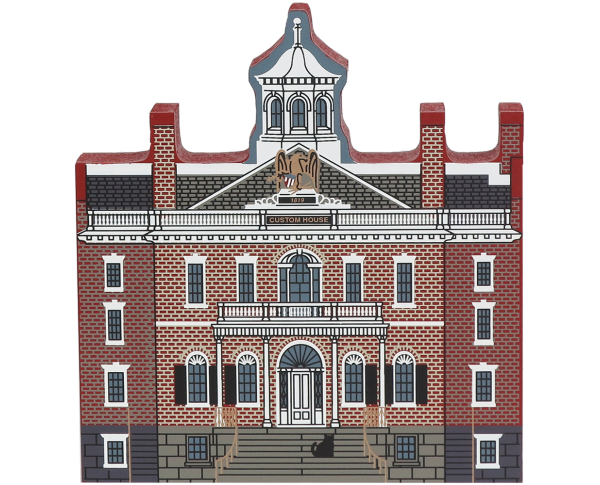 Vintage U.S. Custom House from Historic Salem Series handcrafted from 3/4" thick wood by The Cat's Meow Village in the USA